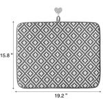 Absorbent Microfiber Dish Drying Mat, Grey 19.2" x 15.8