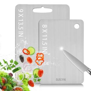 Titanium Stainless Steel Cutting Board Set (2PC)