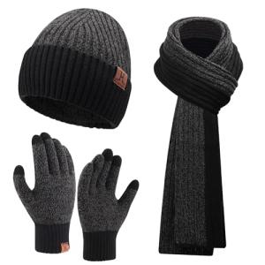 Winter Beanie, Scarf, and Touchscreen Gloves Set