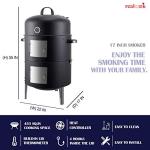 Realcook 17 Inch Steel Charcoal Smoker Grill