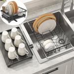 Expandable Over Sink Dish Drying Rack with Drainboard