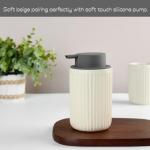 Beige Ceramic Foaming Soap Dispenser with Pump