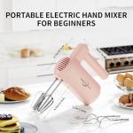 Pink 5-Speed Electric Hand Mixer with Attachments