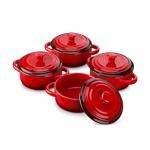 LOVE Casa 4-Piece Mini Cocotte Set, Red