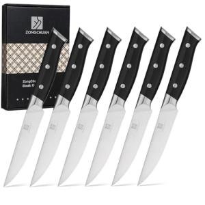 Set of 6 Sharp Ergonomic Steak Knives