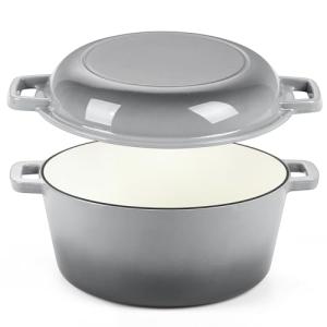 P&P CHEF 5Qt Gray Cast Iron Dutch Oven Set