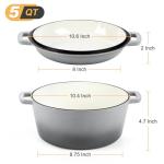 P&P CHEF 5Qt Gray Cast Iron Dutch Oven Set