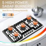 36 Inch Gas Cooktop with 5 Sealed Burners