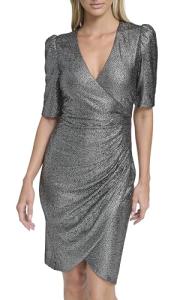 Calvin Klein Women's Glitter V-Neck Wrap Dress