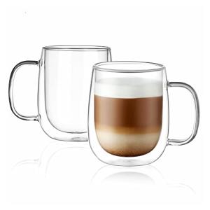 Double Wall Glass Coffee Mugs Set of 2