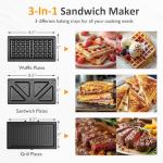 Sunvivi 3-in-1 Electric Sandwich and Waffle Maker