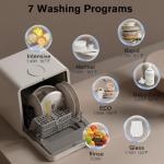 MOMOKOVA Portable Countertop Dishwasher with 7 Wash Programs