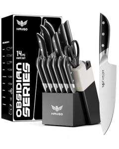 14-Piece German Stainless Steel Knife Set with Block