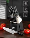 14-Piece German Stainless Steel Knife Set with Block