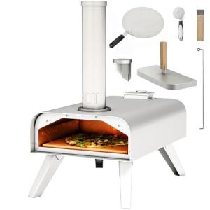 Portable Wood-Fired Outdoor Pizza Oven with Rotating Stone