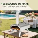 Portable Wood-Fired Outdoor Pizza Oven with Rotating Stone