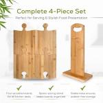 4-Piece Bamboo Serving Board Set with Stand