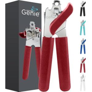 Ergonomic Stainless Steel Manual Can Opener in Red