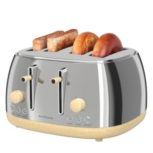 Anfilank Retro 4-Slice Stainless Steel Toaster