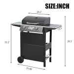 3-Burner Propane Gas Grill with Thermometer and Wheels