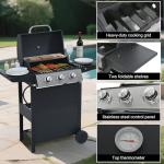 3-Burner Propane Gas Grill with Thermometer and Wheels