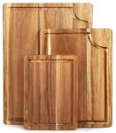 Acacia Wood Cutting Board Set with Juice Groove