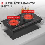 GTKZW 2400W 2-Burner Electric Cooktop with Touch Screen