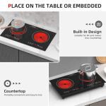 GTKZW 2400W 2-Burner Electric Cooktop with Touch Screen