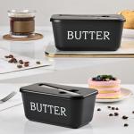 Black Plastic Butter Dish with Lid and Knife