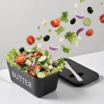 Black Plastic Butter Dish with Lid and Knife