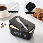 Black Plastic Butter Dish with Lid and Knife