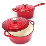 Hisencn 2-Piece Enameled Cast Iron Cookware Set