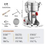 VEVOR High-Speed Electric Grain Mill Grinder