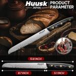 Huusk Damascus Serrated Knife for Fresh Bread