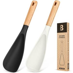 Nonstick Cooking Spoon with Silicone & Wood Handle