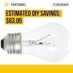 PartsBroz 316538904 Light Bulb for Refrigerators