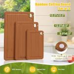 Homaxy Bamboo Cutting Board Set with Juice Groove
