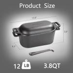 OLLAKOK 2-in-1 Cast Iron Dutch Oven & Skillet