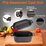 OLLAKOK 2-in-1 Cast Iron Dutch Oven & Skillet