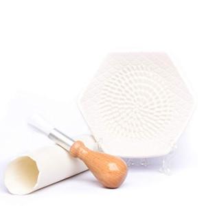 Handmade Ceramic Garlic Grater Set with Peeler and Brush