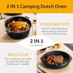 Velaze 10QT Pre-Seasoned Cast Iron Dutch Oven