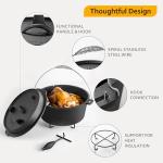 Velaze 10QT Pre-Seasoned Cast Iron Dutch Oven