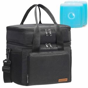 Double Deck Insulated Lunch Bag with Ice Packs