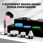 Cordless Electric Spin Scrubber with 7 Brush Heads