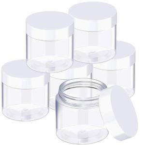 4 oz Clear Plastic Jars with White Lids