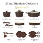 CAROTE 20-Piece Non-Stick Titanium Cookware Set