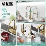 Brushed Gold 3-in-1 Kitchen Faucet with Sprayer