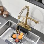 Brushed Gold 3-in-1 Kitchen Faucet with Sprayer