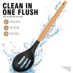 Silicone Utensils Set with Wooden Handles - Black
