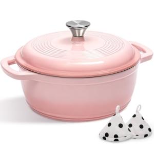 5QT Cast Iron Dutch Oven with Lid - Pink